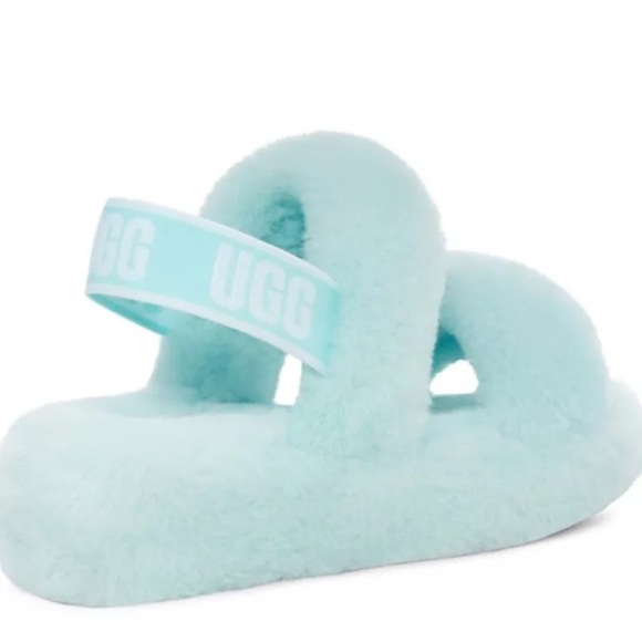 Uggs Fluff Slippers Mint Baby Blue Sz 9 Great Condition Awesome Summer Item - Picture 4 of 11